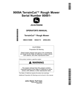 John Deere 9009A TerrainCut Rough Mower (080001-) (North American) Operator's Manual (OMUC31868E)