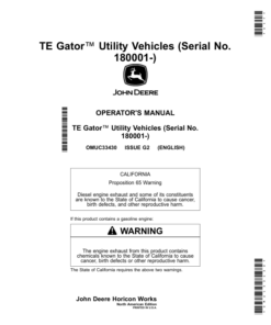 John Deere TE Gator Utility Vehicles TE4X2 (180001-) (North American) Operator's Manual (OMUC33430)