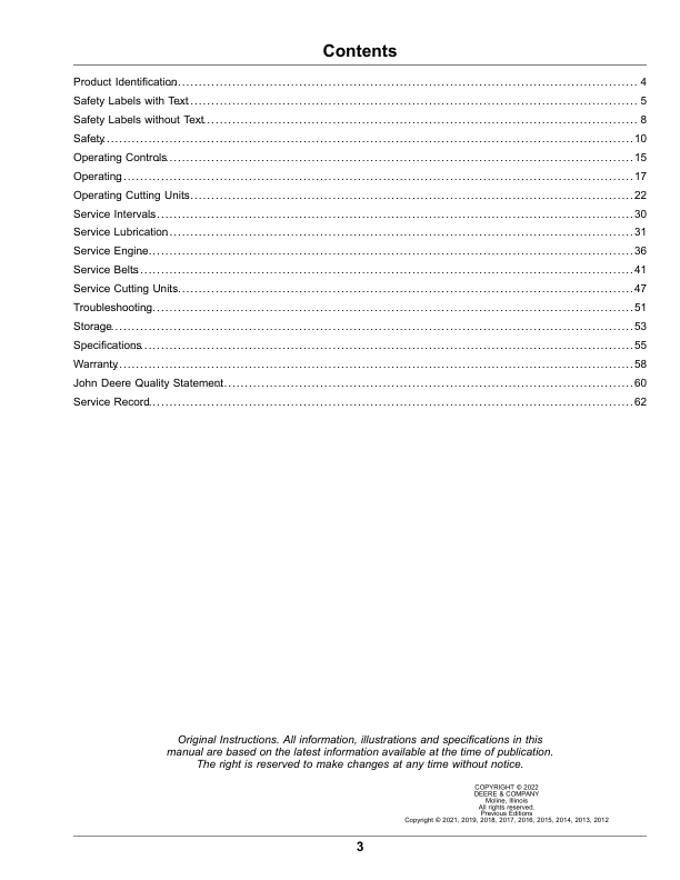 John Deere 180SL, 220SL, 260SL PrecisionCut Walk Greens Mower (Serial Number 130001-) (Export Edition) Operator's Manual (OMUC33515) - Image 2