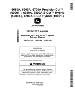 John Deere 6080A, 6500A, 6700A PrecisionCut (060001-), 6080A, 6500A E-Cut Hybrid (050001-), 6700A E-Cut Hybrid (010001-) (North American) Operator's Manual (OMUC33789E)