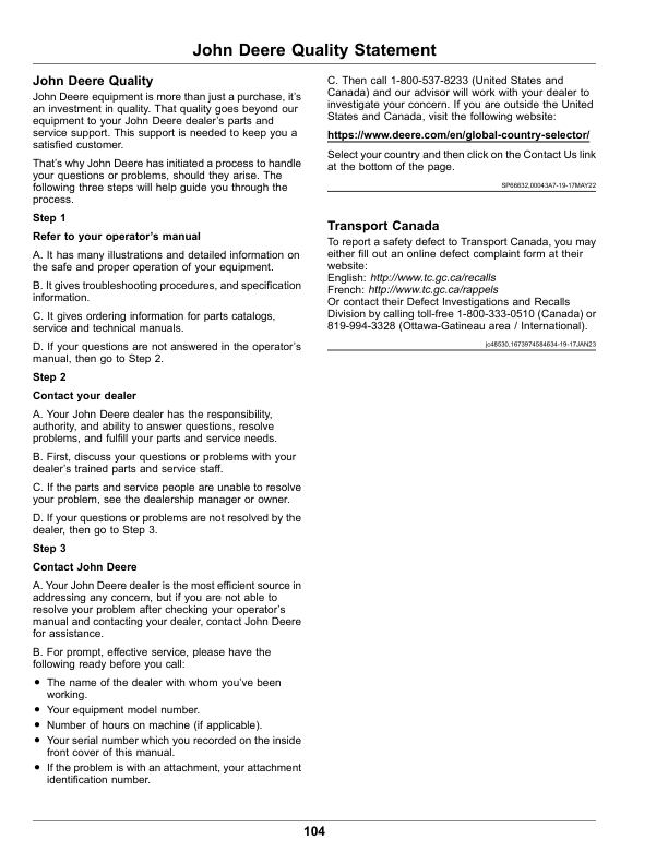 John Deere XUV590E, XUV590M, XUV590E S4, XUV590M S4 Gator Utility Vehicles (050001-) (North American Export Edition) Operator's Manual (OMUC36889) - Image 2