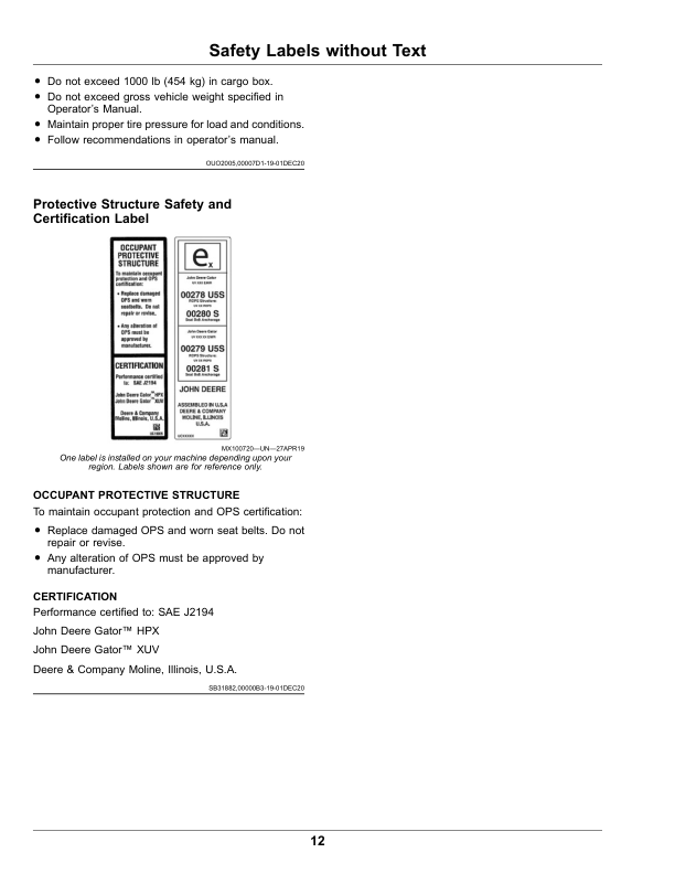 John Deere HPX615E Gator Utility Vehicles (060001-) (North American) Operator's Manual (OMUC36896) - Image 2