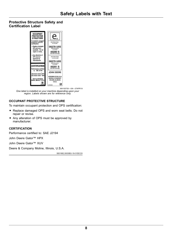 John Deere HPX815E Gator Utility Vehicles (050001-) (North American) Operator's Manual (OMUC36899) - Image 3