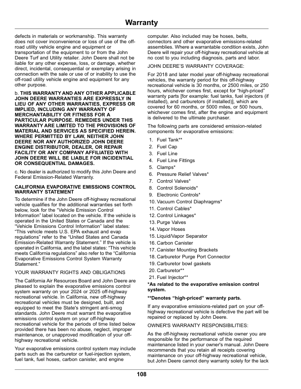 John Deere XUV855M S4 Gator Utility Vehicles (050001-) (North American) Operator's Manual (OMUC36905) - Image 2