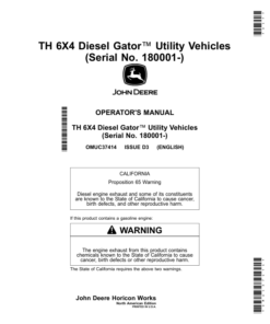 John Deere TH 6X4 Diesel Gator Utility Vehicles (180001-) (North American) Operator's Manual (OMUC37414)