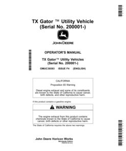 John Deere TX Gator Utility Vehicle (200001-) (Worldwide) Operator's Manual (OMUC39393)