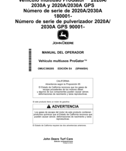 Alternative view of John Deere 2020A/2030A, 2020A/2030A GPS ProGator Utility Vehicle (2020A/2030A 180001-) (2020A/2030A GPS 090001-) (North America) Operator's Manual (OMUC39820)