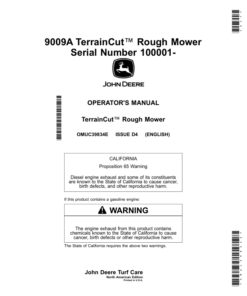 John Deere 9009A TerrainCut Rough Mower (100001-) (North American) Operator's Manual (OMUC39834E)