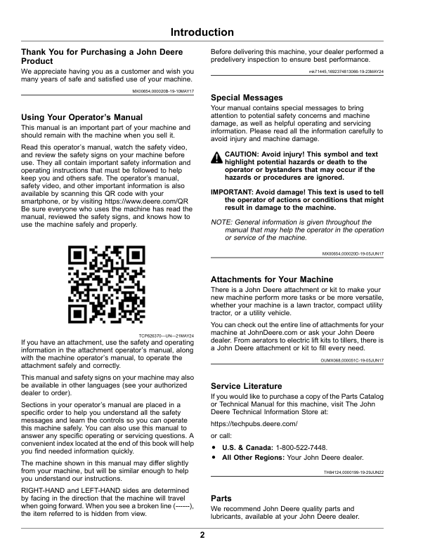 John Deere QuikTrak M&R Series Serial No 25001- Operator's Manual (OMUC39923) - Image 3