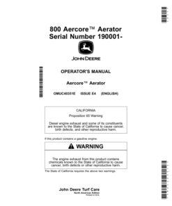 John Deere 800 Aercore Aerator (190001-) (North America) Operator's Manual (OMUC40351E)