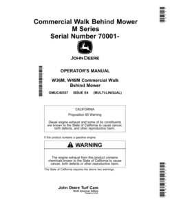 John Deere Commercial Walk Behind Mower M Series (070001-) (North America) Operator's Manual (OMUC40357)