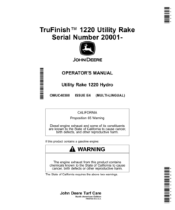 John Deere TruFinish 1220 Utility Rake (020001-) (North America) Operator's Manual (OMUC40380)
