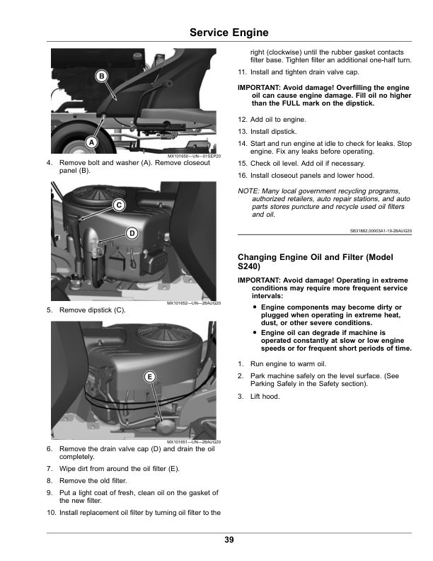 John Deere S220 Riding Lawn Tractor Serial Number 90001-S240 Riding Lawn Tractor Serial Number 960001- Operator's Manual (OMUC40872) - Image 2
