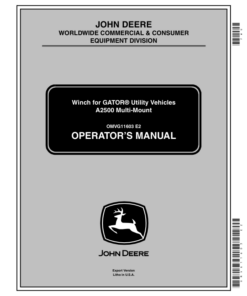 John Deere Winch for Gator Utility Vehicles A2500 Mulit-Mount Operator's Manual (OMVG11603)