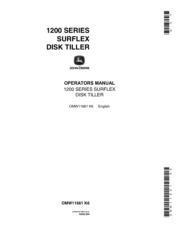 John Deere 1200 Series Surflex Disk Tiller Operator's Manual (OMW11661)
