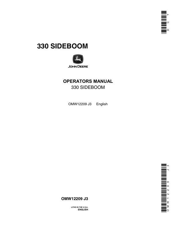 John Deere 330 Sideboom Operator's Manual (OMW12209)