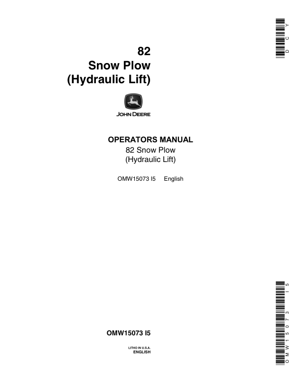 John Deere 82 Snow Plow (Hydraulic Lift) Operator's Manual (OMW15073)