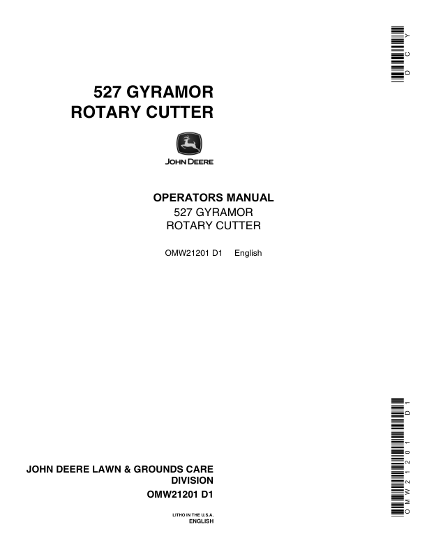 John Deere 527 Gyramor Rotary Cutter Operator's Manual (OMW21201)