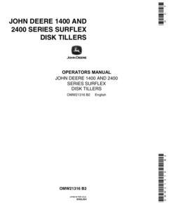 John Deere 1400 & 2400 Series Surflex Disk Tillers Operator's Manual (OMW21316)