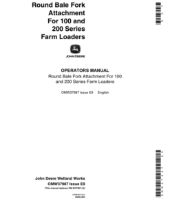 John Deere Round Bale Fork (Applies to 100 & 200 Farm Loaders) Operator's Manual (OMW37987)