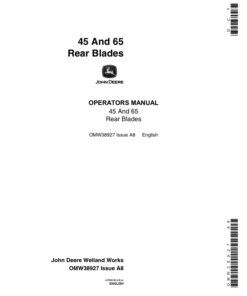 John Deere 45 & 65 Rear Blades Operator's Manual (OMW38927)