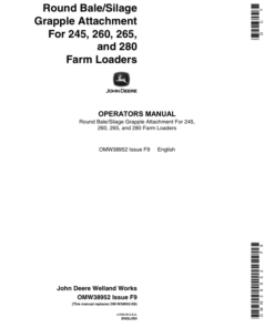 John Deere Round Bale Grapple & Silage Grapple Attachments Operator's Manual (OMW38952)