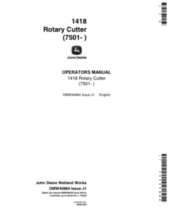 John Deere 1418 Rotary Cutter (007501-) Operator's Manual (OMW40684)