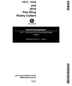 John Deere 1517, 1518, 2018 Flex-Wing Rotary Cutters Operator's Manual (OMW43402)