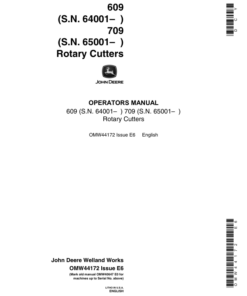 John Deere 609 & 709 Rotary Cutter Operator's Manual (OMW44172)