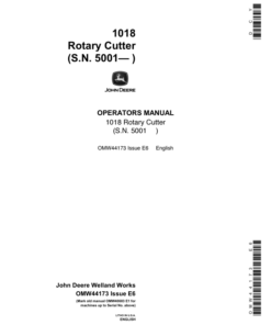 John Deere 1018 Rotary Cutter (005001-) Operator's Manual (OMW44173)
