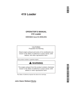 John Deere 419 Loader Operator's Manual (OMW48833)