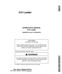 John Deere 210 Loader Operator's Manual (OMW49370)