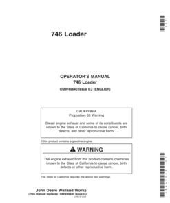 John Deere 746 Mechanical Self-Leveling Loader (-004999) Operator's Manual (OMW49640)