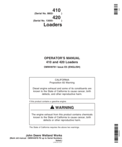 John Deere 410 & 420 Loaders Operator's Manual (OMW49761)