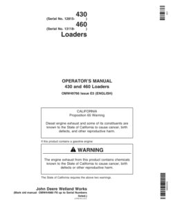 John Deere 430 & 460 Loaders Operator's Manual (OMW49766)