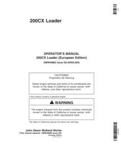 John Deere 200X & 200CX Loaders Operator's Manual (OMW49882)