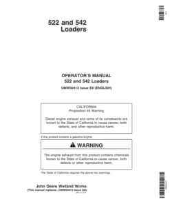 John Deere 522 & 542 Loaders Operator's Manual (OMW50413)