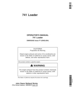 John Deere 741 Loader Operator's Manual (OMW50425)