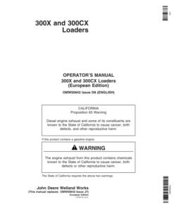 John Deere 300X & 300CX Loaders Operator's Manual (OMW50642)