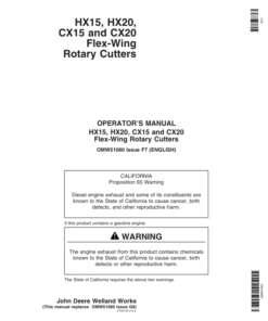 John Deere HX15, HX20, CX15 & CX20 Flex-Wing Rotary Cutters Operator's Manual (OMW51060)
