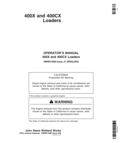 John Deere 400X & 400CX Loaders Operator's Manual (OMW51068)