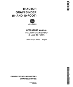 John Deere Tractor Grain Binder Operator's Manual (OMW5152)