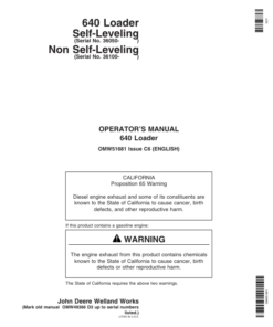 John Deere 640 Standard (036100-), 640 Mechanical (36050-) Loaders Operator's Manual (OMW51681)