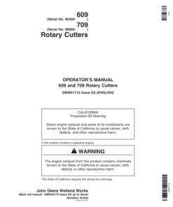 John Deere 609 & 709 Rotary Cutter Operator's Manual (OMW51710)