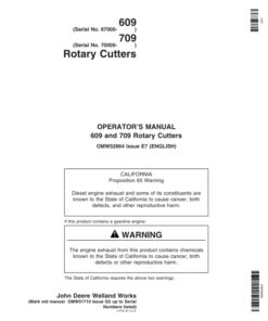 John Deere 609 & 709 Rotary Cutter Operator's Manual (OMW52664)