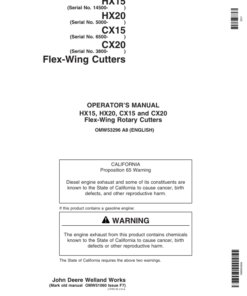 John Deere HX15, HX20, CX15 & CX20 Flex-Wing Rotary Cutters Operator's Manual (OMW53296)