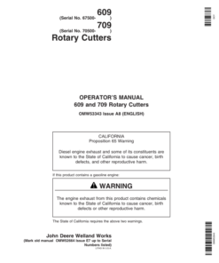 John Deere 609 & 709 Rotary Cutter Operator's Manual (OMW53343)