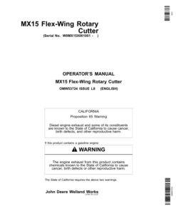 John Deere MX15 Flex-Wing Rotary Cutter Operator's Manual (OMW53724)