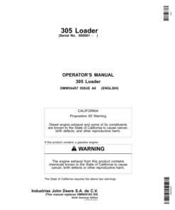 John Deere 305 Loader (000001-) (North America) Operator's Manual (OMW54457)