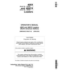 John Deere 400X & 400CX Loaders Operator's Manual (OMW54459)
